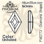 プレミアム Diamond Shape Flat Back (PM2773) 5x3mm - カラー 裏面にホイル無し