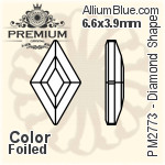プレミアム Diamond Shape Flat Back (PM2773) 6.6x3.9mm - カラー 裏面フォイル