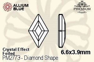 プレミアム Diamond Shape Flat Back (PM2773) 6.6x3.9mm - クリスタル エフェクト 裏面フォイル - ウインドウを閉じる