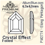 PREMIUM Elongated Pentagon Flat Back (PM2774) 6.3x4.2mm - Clear Crystal With Foiling