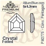 PREMIUM Concise Pentagon Flat Back (PM2775) 5x4.2mm - Clear Crystal With Foiling