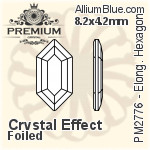PREMIUM Elongated Hexagon Flat Back (PM2776) 8.2x4.2mm - Clear Crystal With Foiling