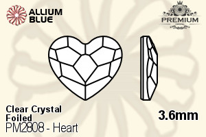 PREMIUM Heart Flat Back (PM2808) 3.6mm - Clear Crystal With Foiling