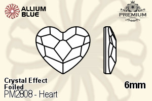 プレミアム Heart Flat Back (PM2808) 6mm - クリスタル エフェクト 裏面フォイル
