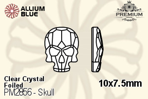 PREMIUM Skull Flat Back (PM2856) 10x7.5mm - Clear Crystal With Foiling