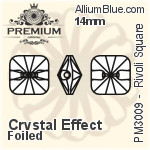 PREMIUM Rivoli Square Sew-on Stone (PM3009) 14mm - Crystal Effect With Foiling