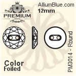PREMIUM Round Sew-on Stone (PM3014) 12mm - Clear Crystal With Foiling