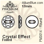 PREMIUM Round Sew-on Stone (PM3014) 12mm - Crystal Effect With Foiling