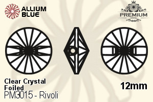 PREMIUM Rivoli Sew-on Stone (PM3015) 12mm - Clear Crystal With Foiling