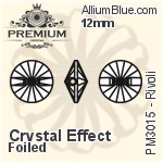 PREMIUM Rivoli Sew-on Stone (PM3015) 12mm - Crystal Effect With Foiling