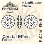 PREMIUM Rivoli Sew-on Stone (PM3019) 12mm - Clear Crystal With Foiling
