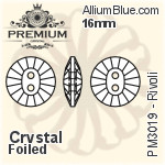 PREMIUM Rivoli Sew-on Stone (PM3019) 16mm - Clear Crystal With Foiling