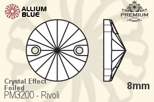 PREMIUM CRYSTAL Rivoli Sew-on Stone 8mm Crystal Metallic Silver F