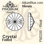 PREMIUM Rivoli Sew-on Stone (PM3200) 16mm - Clear Crystal With Foiling