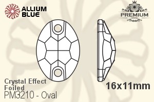 PREMIUM CRYSTAL Oval Sew-on Stone 16x11mm Crystal Metallic Silver F