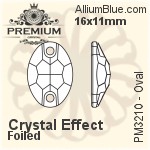 PREMIUM Oval Sew-on Stone (PM3210) 24x17mm - Crystal Effect With Foiling