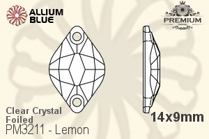PREMIUM CRYSTAL Lemon Sew-on Stone 14x9mm Crystal F