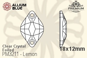 PREMIUM Lemon Sew-on Stone (PM3211) 18x12mm - Clear Crystal With Foiling - Click Image to Close