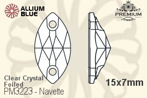 PREMIUM Navette Sew-on Stone (PM3223) 15x7mm - Clear Crystal With Foiling - Haga Click en la Imagen para Cerrar