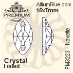 PREMIUM Navette Sew-on Stone (PM3223) 12x6mm - Crystal Effect With Foiling