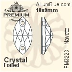 PREMIUM Navette Sew-on Stone (PM3223) 15x7mm - Crystal Effect With Foiling
