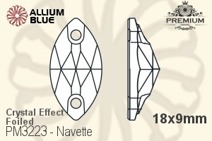 PREMIUM Navette Sew-on Stone (PM3223) 18x9mm - Crystal Effect With Foiling