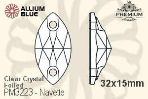 PREMIUM Navette Sew-on Stone (PM3223) 32x15mm - Clear Crystal With Foiling - Haga Click en la Imagen para Cerrar