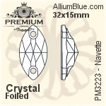 PREMIUM Navette Sew-on Stone (PM3223) 18x9mm - Crystal Effect With Foiling