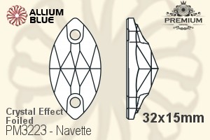 PREMIUM Navette Sew-on Stone (PM3223) 32x15mm - Crystal Effect With Foiling - 關閉視窗 >> 可點擊圖片