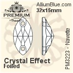 PREMIUM Navette Sew-on Stone (PM3223) 15x7mm - Clear Crystal With Foiling