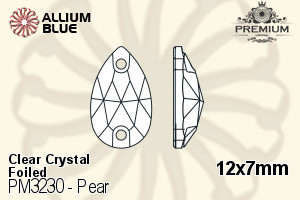 プレミアム Pear ソーオンストーン (PM3230) 12x7mm - クリスタル 裏面フォイル - ウインドウを閉じる