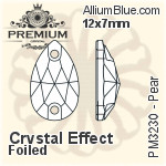 PREMIUM Pear Sew-on Stone (PM3230) 22x13mm - Clear Crystal With Foiling