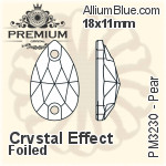 PREMIUM Pear Sew-on Stone (PM3230) 18x11mm - Clear Crystal With Foiling