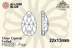 PREMIUM Pear Sew-on Stone (PM3230) 22x13mm - Clear Crystal With Foiling - 關閉視窗 >> 可點擊圖片