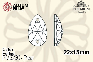 PREMIUM CRYSTAL Pear Sew-on Stone 22x13mm Aqua F