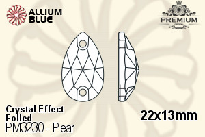 PREMIUM CRYSTAL Pear Sew-on Stone 22x13mm Crystal Metallic Silver F