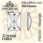 PREMIUM Rectangle Sew-on Stone (PM3250) 18x13mm - Crystal Effect With Foiling