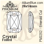 PREMIUM Emerald Cut Sew-on Stone (PM3252) 20x14mm - Clear Crystal With Foiling