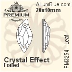PREMIUM Leaf Sew-on Stone (PM3254) 30x14mm - Clear Crystal With Foiling