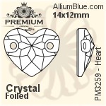 PREMIUM Heart Sew-on Stone (PM3259) 14x12mm - Clear Crystal With Foiling