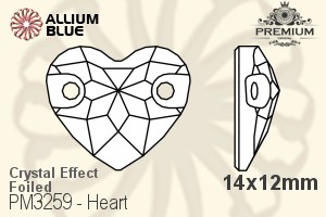 PREMIUM Heart Sew-on Stone (PM3259) 14x12mm - Crystal Effect With Foiling - Haga Click en la Imagen para Cerrar