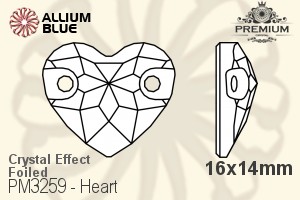 PREMIUM Heart Sew-on Stone (PM3259) 16x14mm - Crystal Effect With Foiling