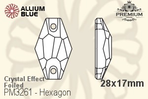 プレミアム Hexagon ソーオンストーン (PM3261) 28x17mm - クリスタル エフェクト 裏面フォイル