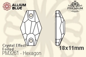 プレミアム Hexagon ソーオンストーン (PM3261) 18x11mm - クリスタル エフェクト 裏面フォイル