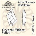 PREMIUM De-Art Sew-on Stone (PM3267) 23x13mm - Clear Crystal With Foiling