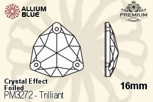 PREMIUM CRYSTAL Trilliant Sew-on Stone 16mm Crystal Metallic Silver F