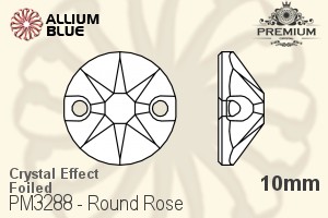 PREMIUM Round Rose Sew-on Stone (PM3288) 10mm - Crystal Effect With Foiling