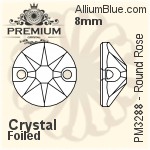 PREMIUM Round Rose Sew-on Stone (PM3288) 12mm - Clear Crystal With Foiling