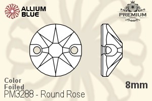 PREMIUM CRYSTAL Round Rose Sew-on Stone 8mm Sapphire F