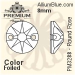 PREMIUM Round Rose Sew-on Stone (PM3288) 8mm - Crystal Effect With Foiling